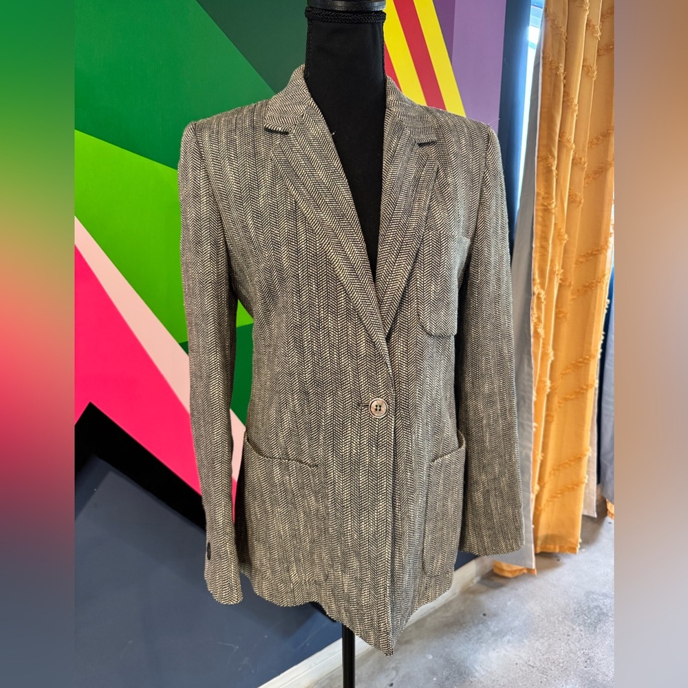 MaxMara Made in Italy Herringbone Tweed Blazer - Vintage Y2K Era